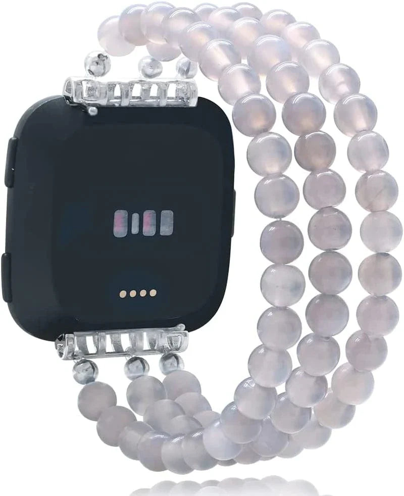 C&L Accessories Replacement Bands Compatible with Fitbit Versa 2 Bands Versa Bands/Versa Lite Bands, Unique Handmade Beaded Hematite Bracelet Band for Women (Rainbow Color)