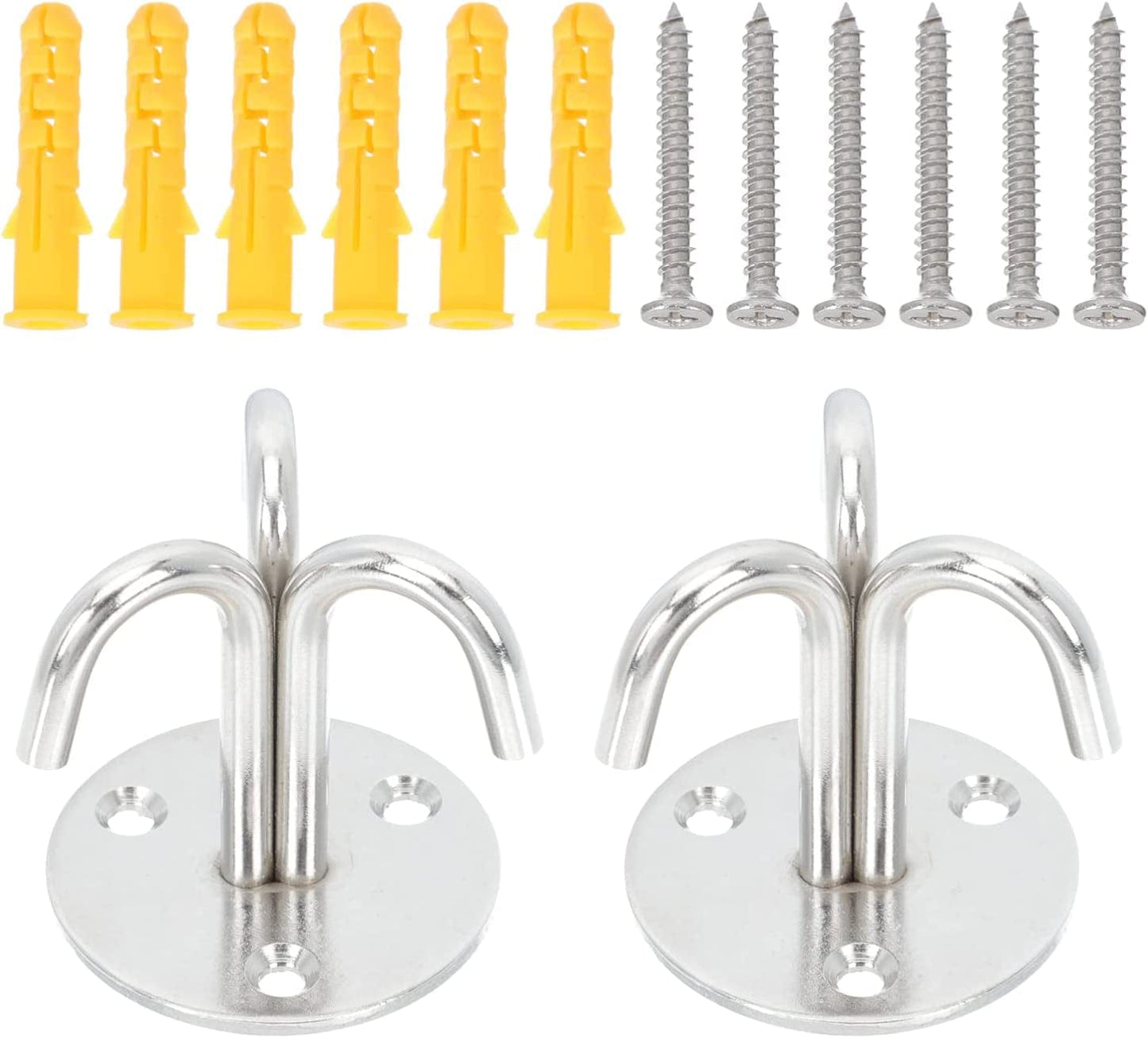 Cabilock 1 Set Stainless Hanger Baskets Kit Mounting Hook Steel Multipurpose Screen Fan Thicken Chair Fixed for Plant Wall Suspension Chimes of Screw Bracket Hooks Trainer with Screws