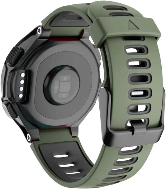 Cakamenshy Adjustable Soft Silicone Sport Strap Replacement Wristband Compatible with Forerunner 220 230 235 620 630 735XT Approach S20 S5 S6 Bands for Garmin Smart Watch Accessory (Olive Green Black)