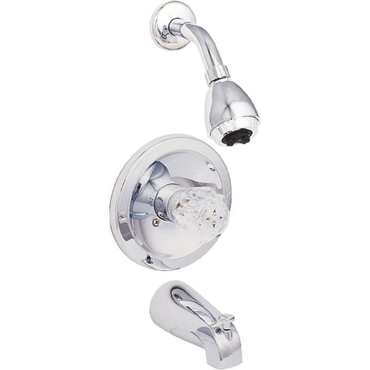 Bathtub Shower Faucet Set Single-Handle 1-Spray Chrome Wall Mount With Valve