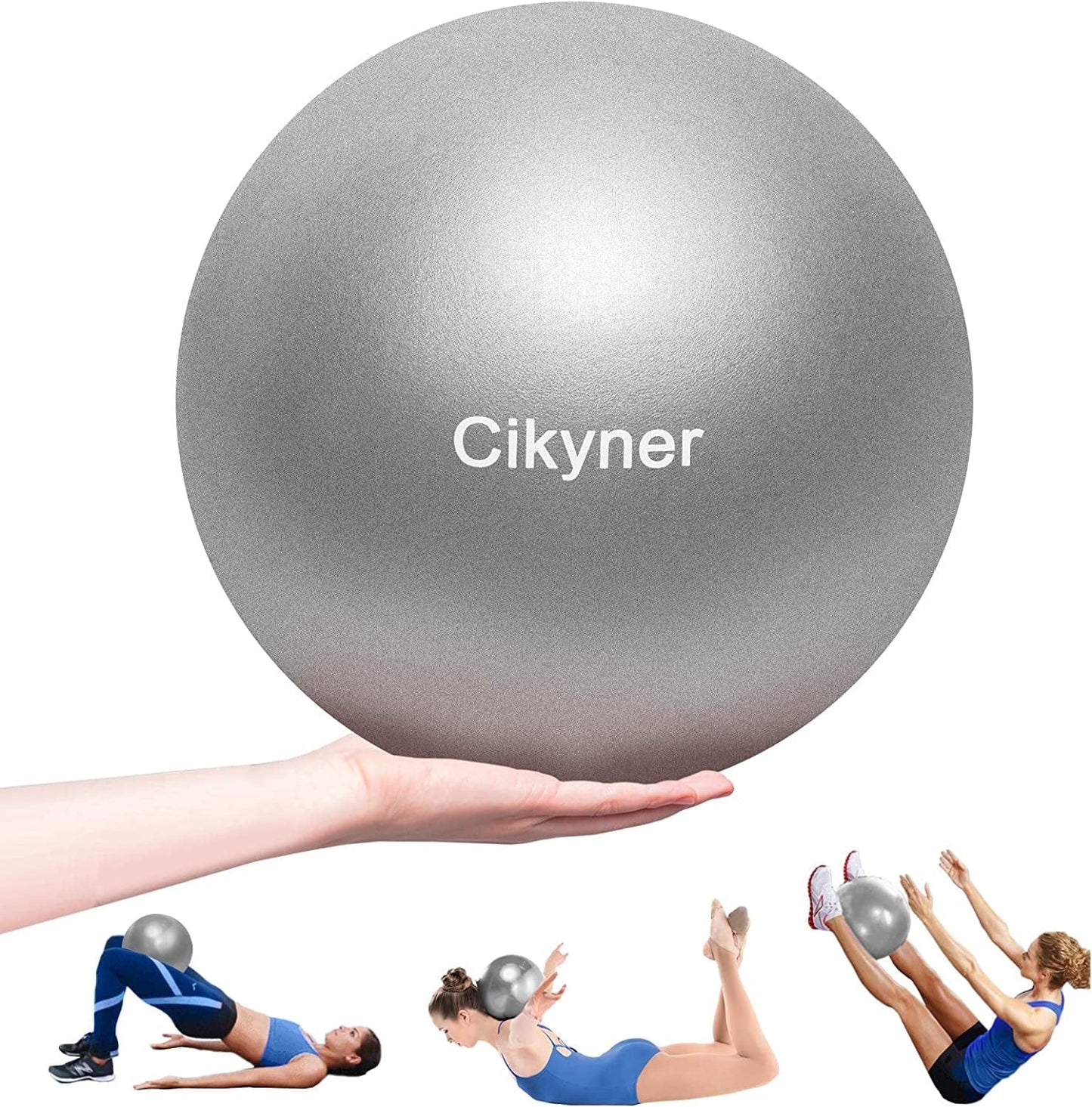 Cikyner Soft Pilates Ball, Small Exercise Ball 23-25Cm Mini Gym Ball with Inflatable Straw, Suitable for Pilates, Yoga, Full Body Training, Physical Therapy and Balance Improving at Home, Gym & Office