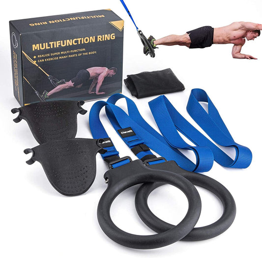 Clevefit Bodyweight Resistance Training Straps Complete Home Gym Fitness Trainer Kit, Workouts for Indoor, Travel, and Outdoor（Blue） Fathers Day