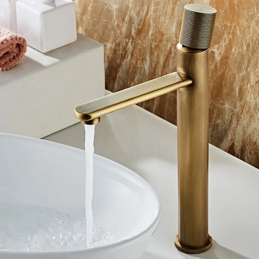 Single Hole Antique Brass Bathroom Sink Faucet with Single Handle