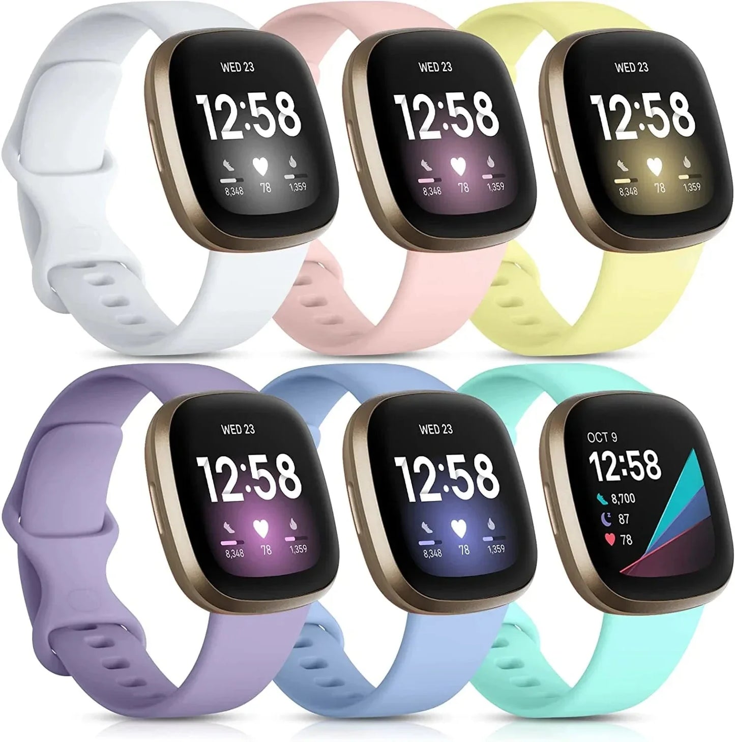 Daqin Compatible with Fitbit Versa 3/Fitbit Sense Band Women Men, Soft Silicone Sport Breathable Waterproof Strap Replacement Band for Fitbit Versa 4/Fitbit Sense Bands Smartwatch Accessories, Large