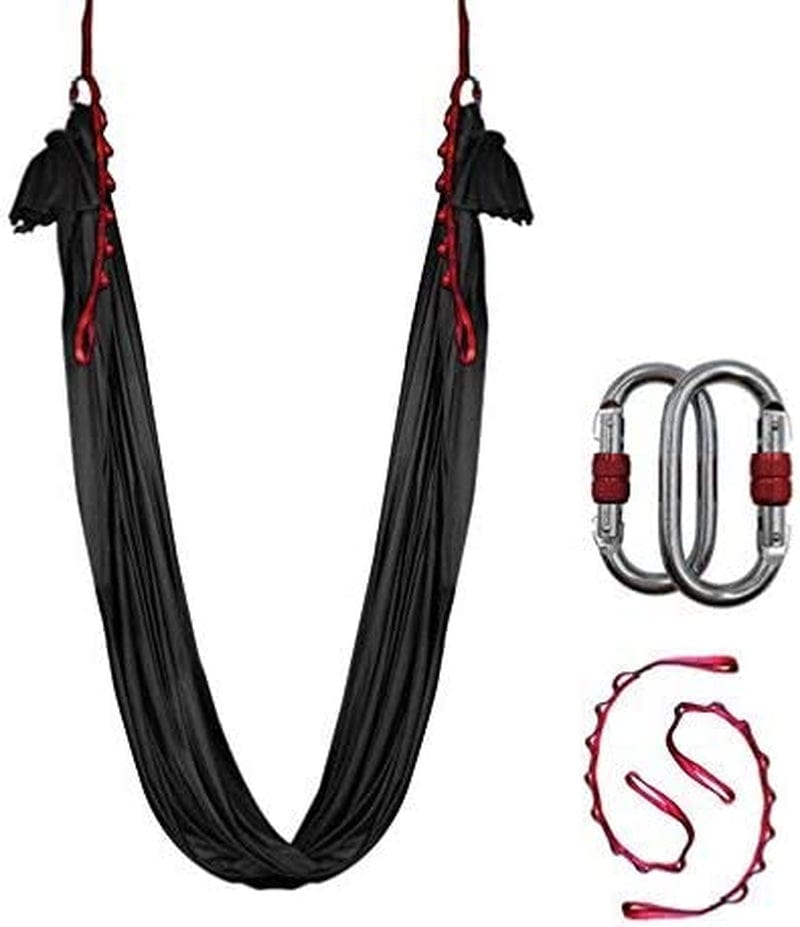 DASKING Deluxe 5M/Set Yoga Swing Aerial Yoga Hammock Kit with Daisy Chains O-Ring, Fabric & Guide
