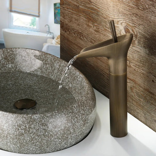 Waterfall bathroom sink faucet