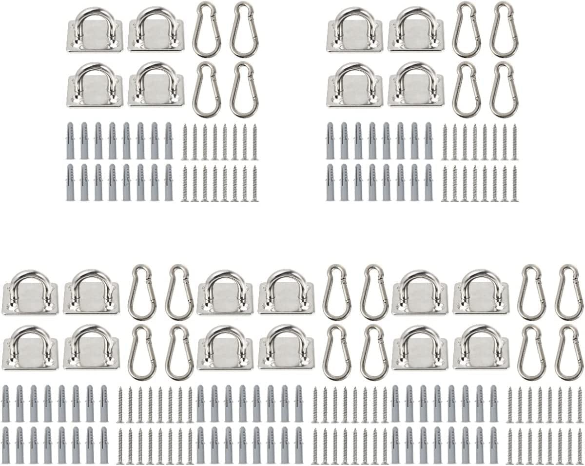 DOITOOL 16Pcs Hook Wall Plate Battle Ultra Marine Kit Yoga Eye Anchor Hooks Hammock Hanging Stainless M Suspension Stand Screws Swing Steel Strap Trainer Silver Chair Mount Ropes