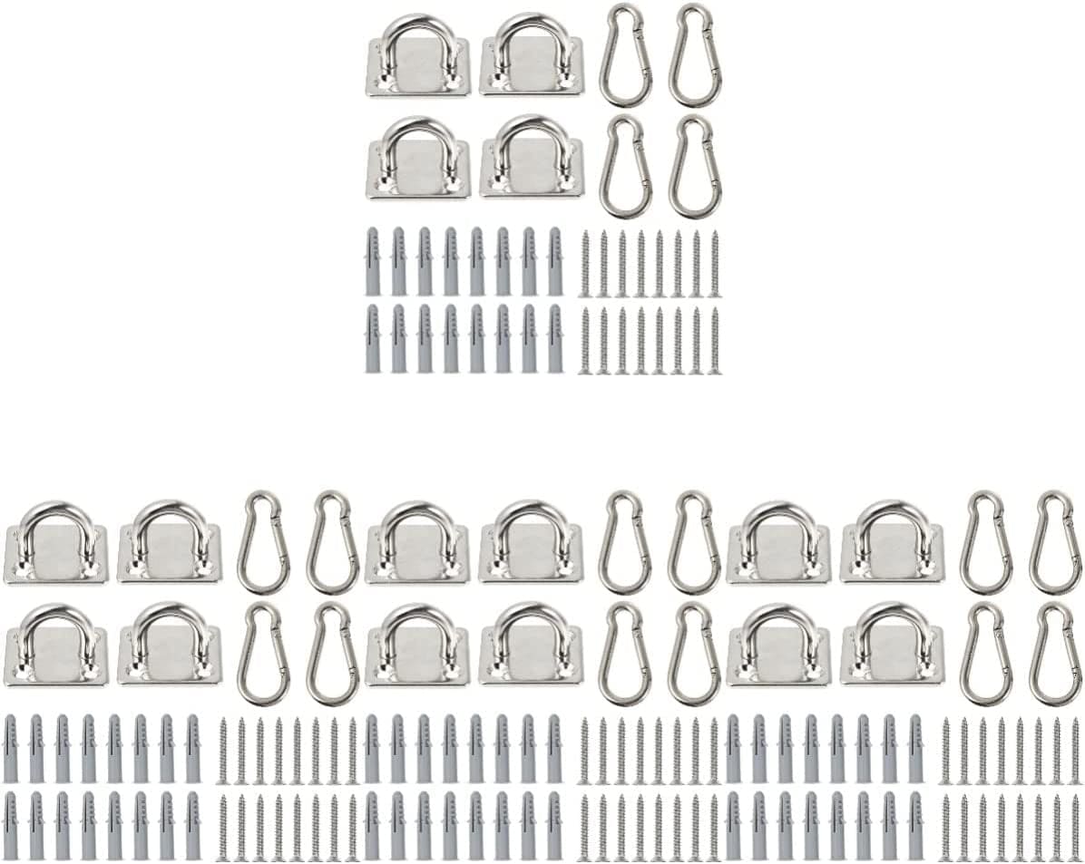 DOITOOL 16Pcs Hook Wall Plate Battle Ultra Marine Kit Yoga Eye Anchor Hooks Hammock Hanging Stainless M Suspension Stand Screws Swing Steel Strap Trainer Silver Chair Mount Ropes