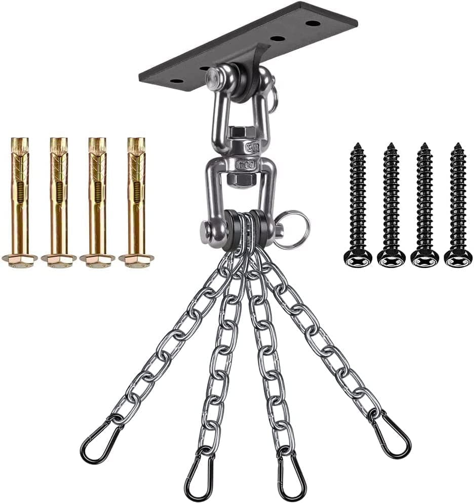 Dolibest Heavy Bag Hanger, Wall Ceiling Mount Hook 360° Rotation Wood Beam Holder Body Weight Strength Training Systems, Aerial Yoga Swing & Hammock, Resistance Band for Wooden Sets