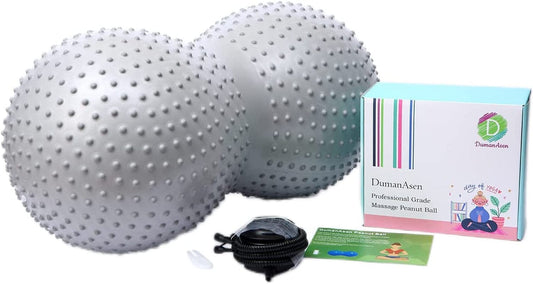 Dumanasen Peanut Ball with Tactile Nodules, anti Burst Exercise Ball for Labor Birthing, Physical Therapy, Yoga Ball for Kids, Core Strength, Home & Gym Fitness - Quick Pump Included