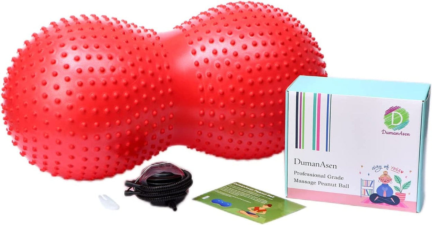 Dumanasen Peanut Ball with Tactile Nodules, anti Burst Exercise Ball for Labor Birthing, Physical Therapy, Yoga Ball for Kids, Core Strength, Home & Gym Fitness - Quick Pump Included
