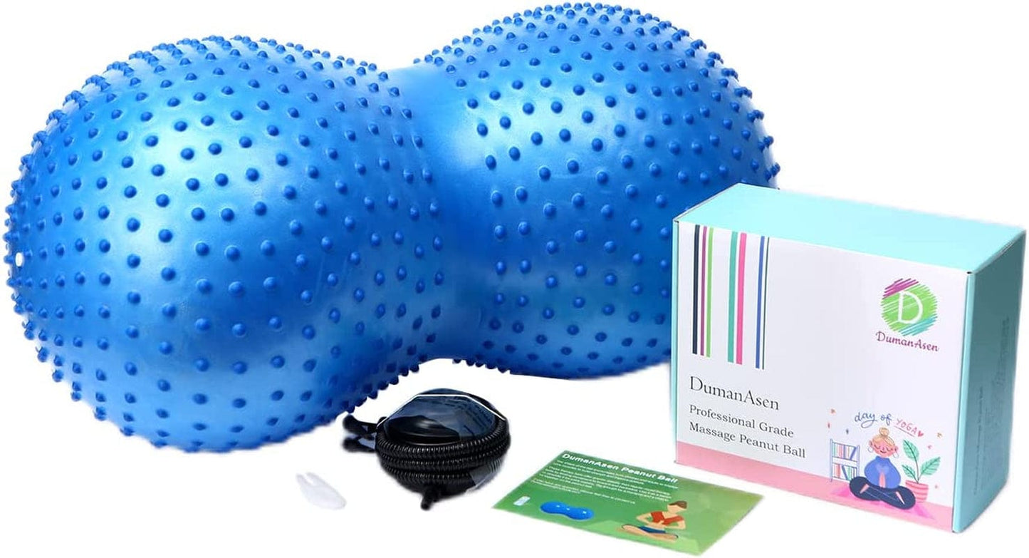 Dumanasen Peanut Ball with Tactile Nodules, anti Burst Exercise Ball for Labor Birthing, Physical Therapy, Yoga Ball for Kids, Core Strength, Home & Gym Fitness - Quick Pump Included