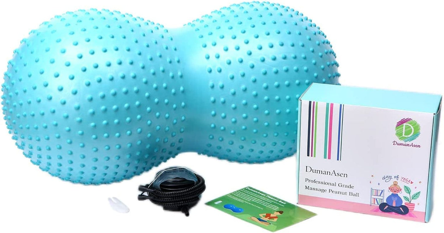 Dumanasen Peanut Ball with Tactile Nodules, anti Burst Exercise Ball for Labor Birthing, Physical Therapy, Yoga Ball for Kids, Core Strength, Home & Gym Fitness - Quick Pump Included
