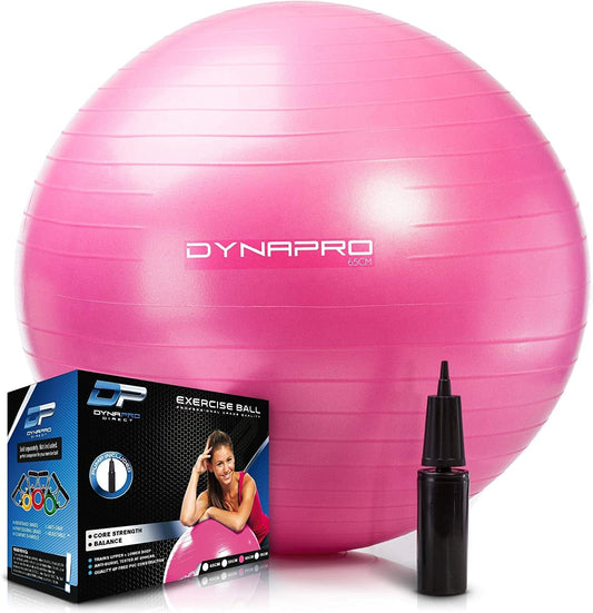 DYNAPRO Exercise Ball – Extra Thick Eco-Friendly & Anti-Burst Material Supports over 2200Lbs, Stability Ball for Home, Yoga, Gym Ball, Birthing Ball, Physio Ball, Swiss Ball, Physical Therapy or Pregnancy