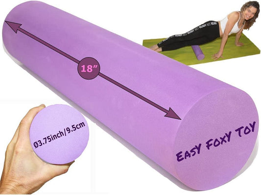 Easy Foxy Toy Small Medium Density EVA Foam Roller for Back & Leg Pain; Sore Muscle Recovery; Trigger Point Body Massage Roller Ø3.75"X18Inch for Physical Therapy; Helps as Spine Cracker Stretcher
