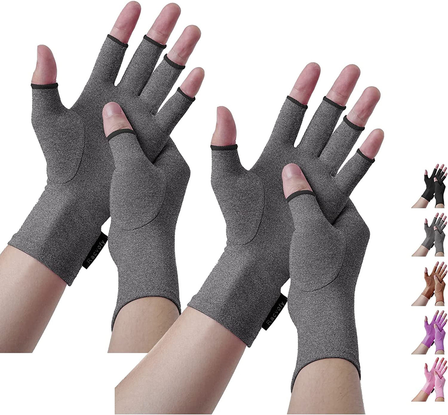 Racvofy Arthritis Gloves, Fingerless Gloves, Relieve Muscle Pain, Comfortable Fit Compression Gloves for Arthritis, Rheumatiod, Tendonitis, Carpal Tunnel Pain, Computer Typing, Dailywork (Grey, S)