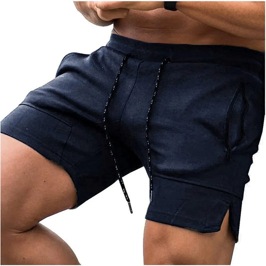 Elastic Waistband Shorts for Men Zipper Pocket Training Bodybuilding Pants Workout Shorts with Pockets