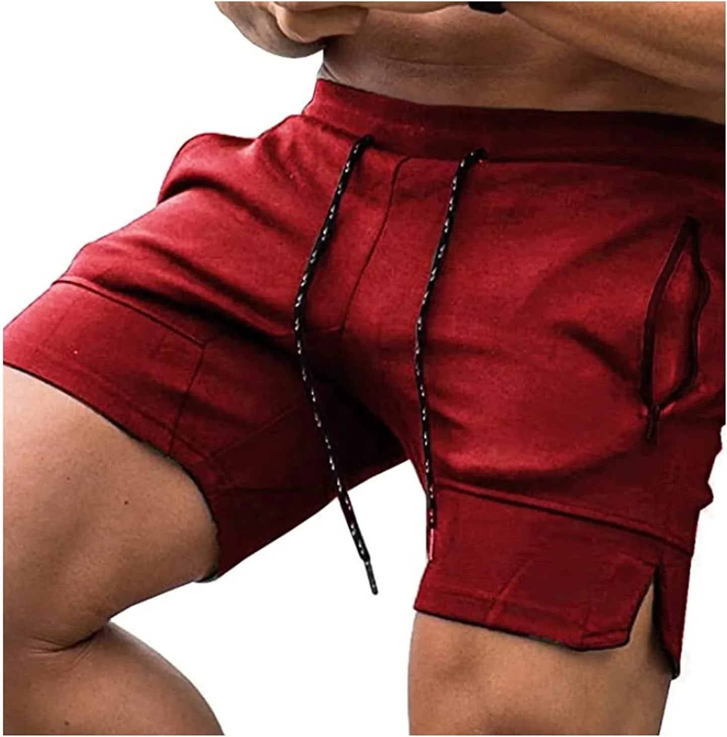 Elastic Waistband Shorts for Men Zipper Pocket Training Bodybuilding Pants Workout Shorts with Pockets