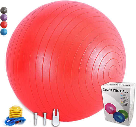 Exercise Ball (65Cm) Extra Thick Yoga Ball – Eco-Friendly Anti-Burst Heavy Duty Stability Ball Supports 2200Lbs, – Stability Ball for Home, Gym, Birthing Ball