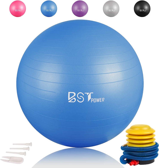 Exercise Ball,Anti-Burst Slip-Resistant Extra Thick Balance Stability Yoga Ball(65-85Cm),Supports 2000Lbs with Quick Foot Pump,Perfect for Home Gym Core Strength Yoga Fitness