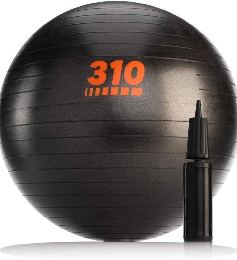 Exercise Ball for Fitness, Stability, Balance & Gym by 310 Nutrition - 50 Cm Yoga Ball with Hand Pump - Matte Black - Professional Quality Design