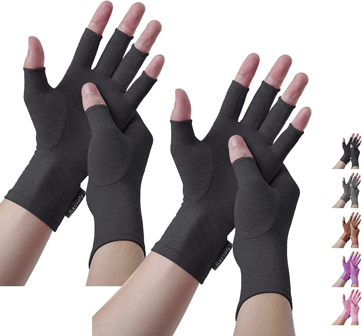 Racvofy Arthritis Gloves, Fingerless Gloves, Relieve Muscle Pain, Comfortable Fit Compression Gloves for Arthritis, Rheumatiod, Tendonitis, Carpal Tunnel Pain, Computer Typing, Dailywork (Grey, S)