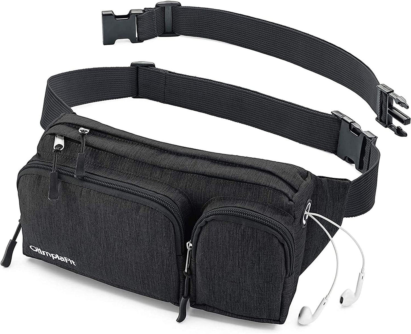 Fanny Pack for Women & Men Cute Waist Bag - Hiking Travel Camp Running - Headphone Hole, Money Belt with 6 Pockets, Strap Extension - Easy Carry Any Phone, Passport, Wallet - Water Resistant Holder