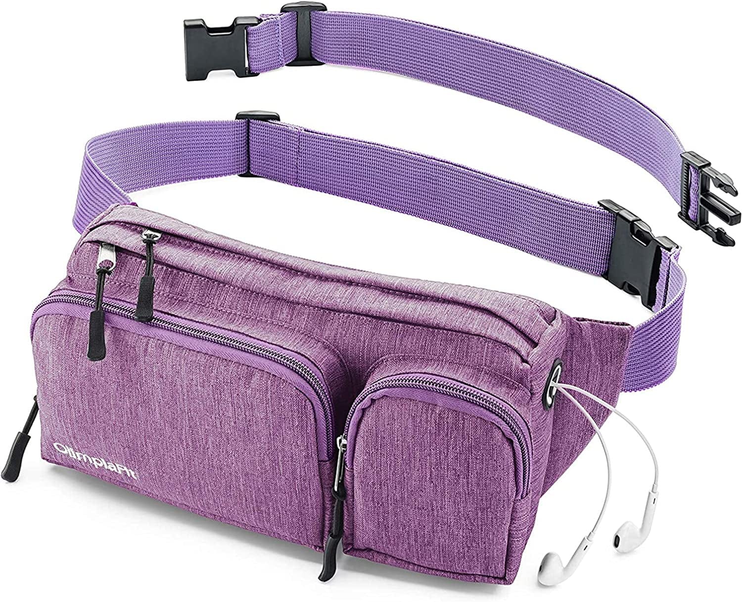 Fanny Pack for Women & Men Cute Waist Bag - Hiking Travel Camp Running - Headphone Hole, Money Belt with 6 Pockets, Strap Extension - Easy Carry Any Phone, Passport, Wallet - Water Resistant Holder
