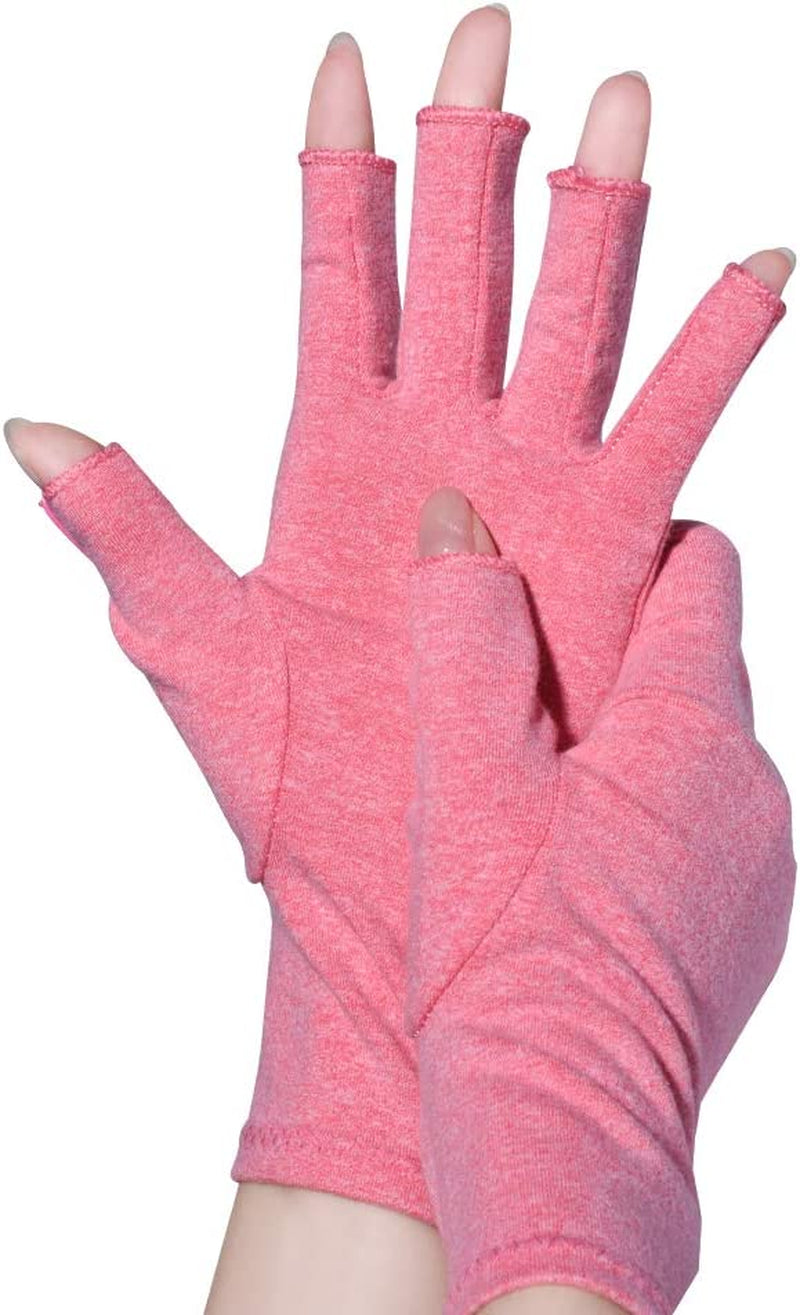 Arthritis Gloves,New Material, Compression for Arthritis Pain Relief Rheumatoid Osteoarthritis and Carpal Tunnel, Premium Compression & Fingerless Gloves (Pink, Large)