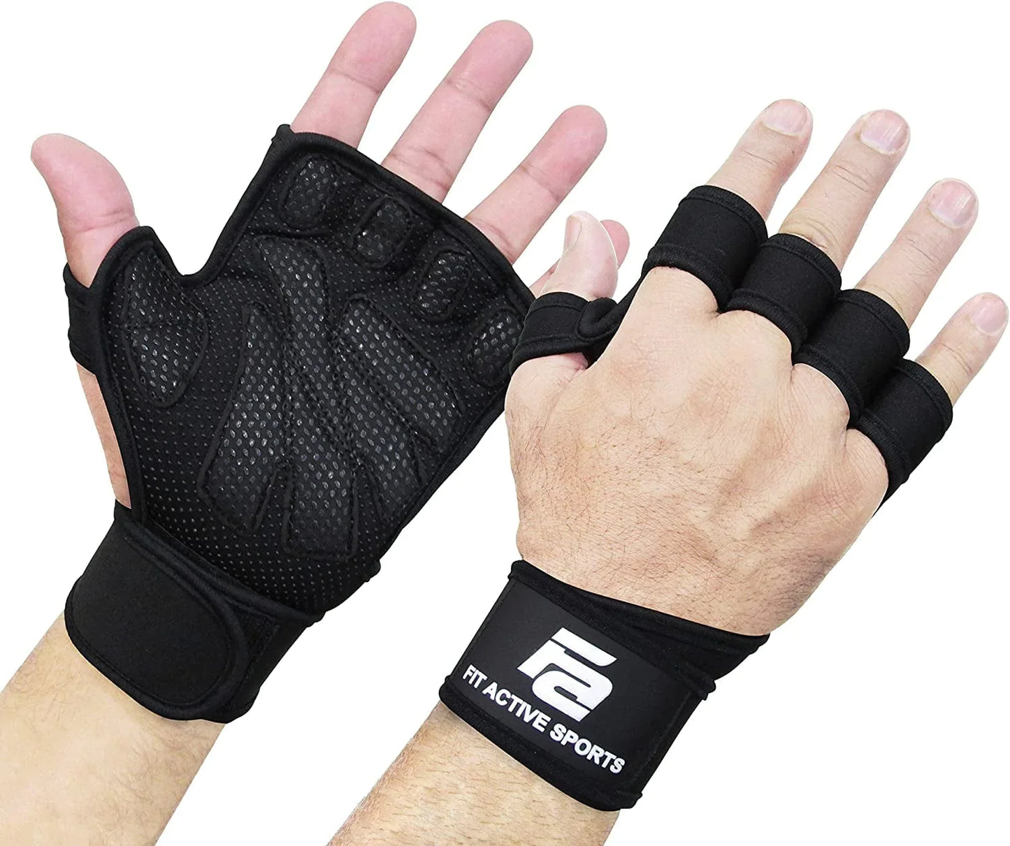 Fit Active Sports New Ventilated Weight Lifting Workout Gloves with Built-In Wrist Wraps for Men and Women - Great for Gym Fitness, Cross Training, Hand Support & Weightlifting.