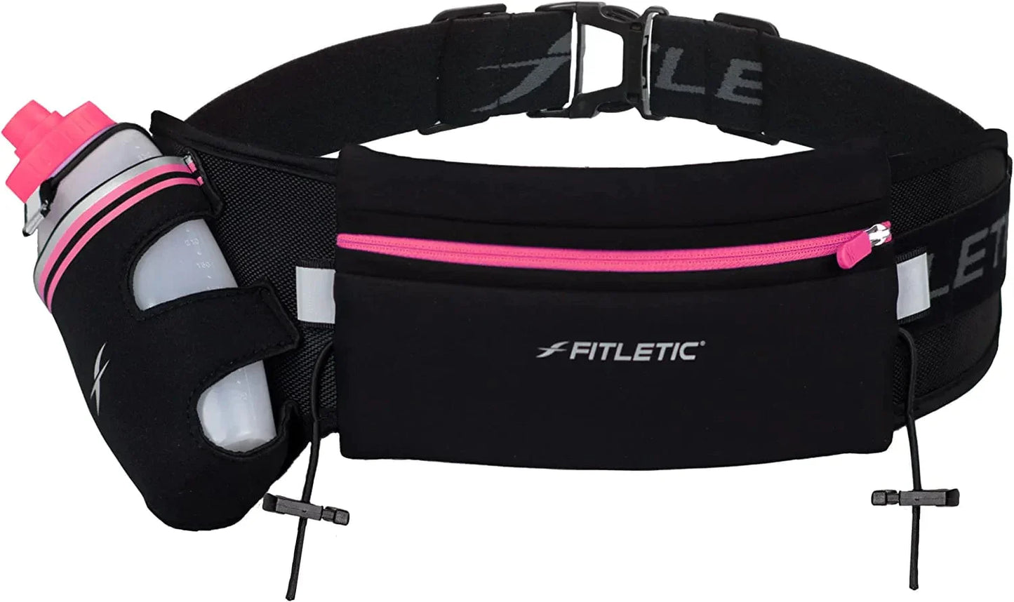 Fitletic HD12G Fully Loaded Hydration Belt | Patented Bounce Free Design for Endurance, Ironman, Triathlon, 5K, 10K, Marathon, Trail | Range of Sizes & Colors