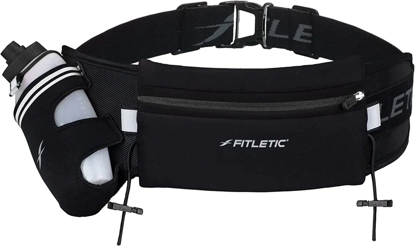 Fitletic HD12G Fully Loaded Hydration Belt | Patented Bounce Free Design for Endurance, Ironman, Triathlon, 5K, 10K, Marathon, Trail | Range of Sizes & Colors