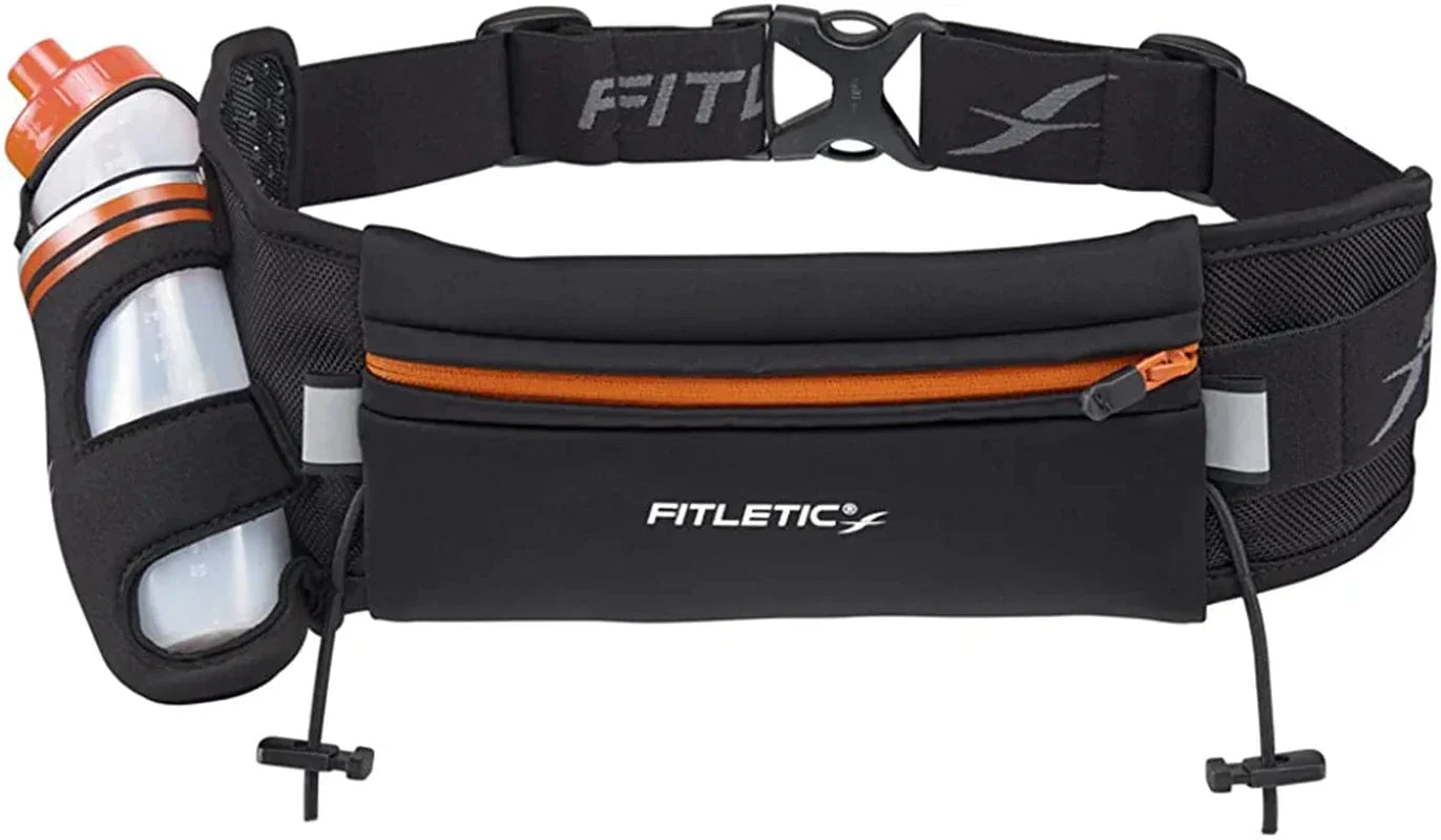 Fitletic HD12G Fully Loaded Hydration Belt | Patented Bounce Free Design for Endurance, Ironman, Triathlon, 5K, 10K, Marathon, Trail | Range of Sizes & Colors