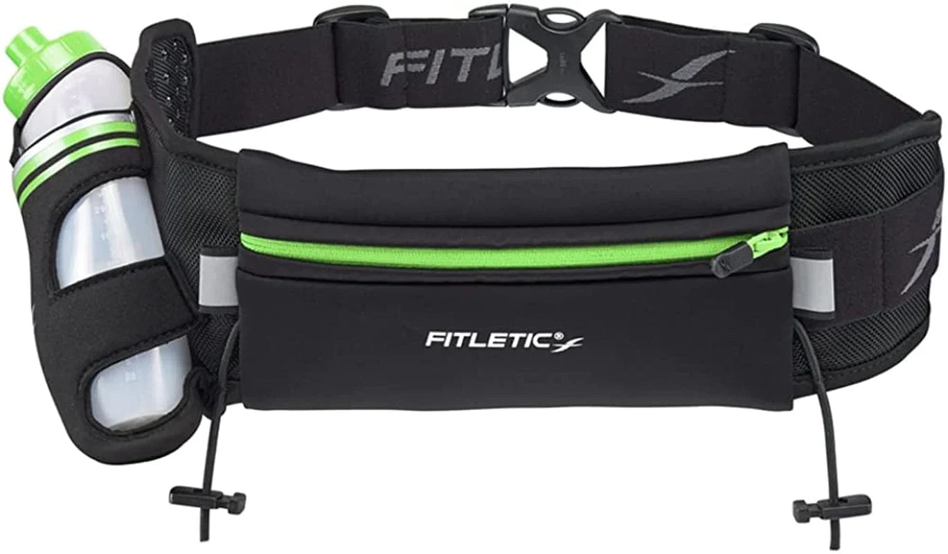 Fitletic HD12G Fully Loaded Hydration Belt | Patented Bounce Free Design for Endurance, Ironman, Triathlon, 5K, 10K, Marathon, Trail | Range of Sizes & Colors