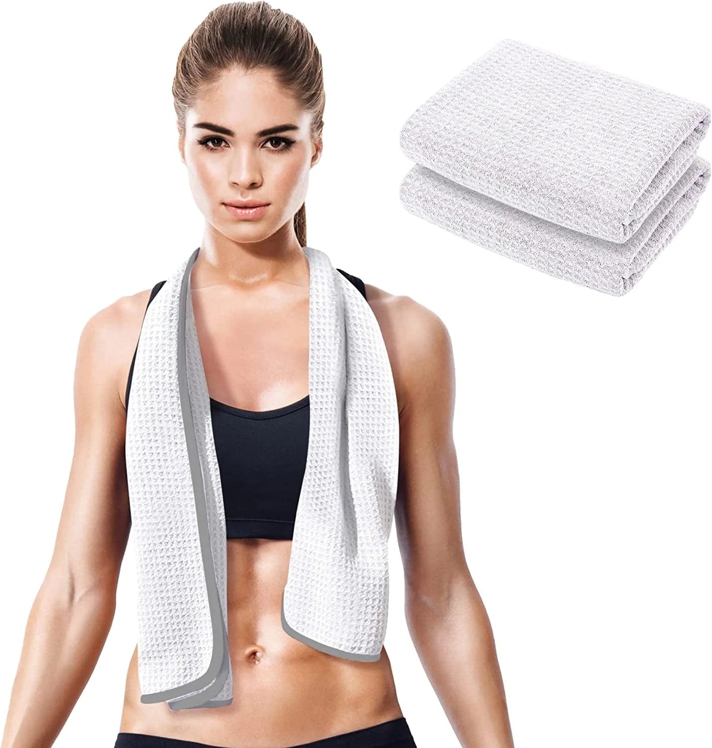 Fitness Gym Towels (2 Pack) for Workout, Sports and Exercise - Soft, Lightweight, Quick-Drying, Odor-Free - by Desired Body