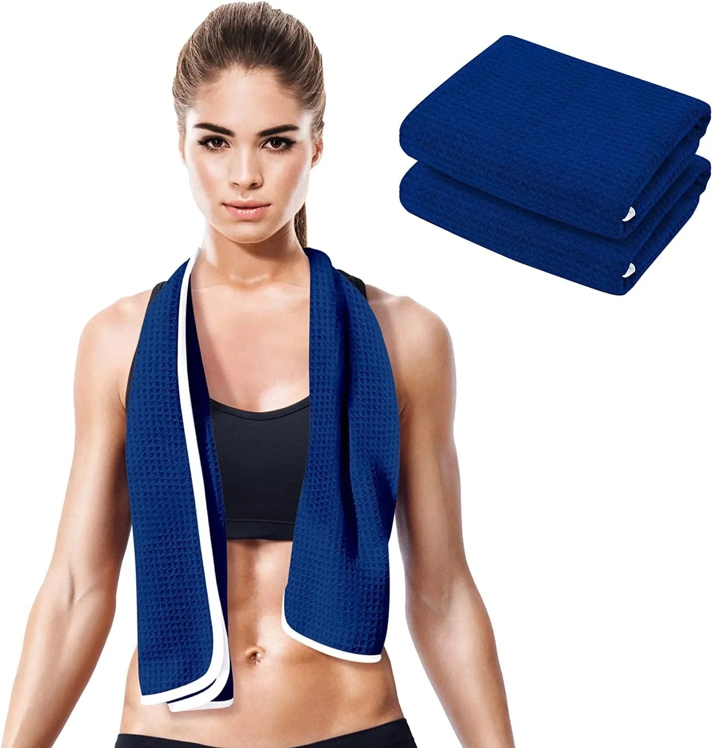 Fitness Gym Towels (2 Pack) for Workout, Sports and Exercise - Soft, Lightweight, Quick-Drying, Odor-Free - by Desired Body