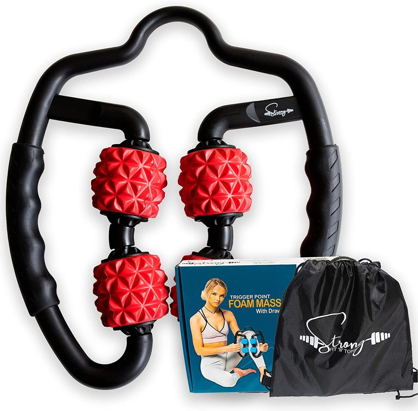 Foam Roller Deep Tissue Massager | Myofascial Massage Tools with Drawstring Gym Bag | Muscle Roller for Legs | Fit Roller Pro, High Density Foam Trigger Point Leg Circulation Massager