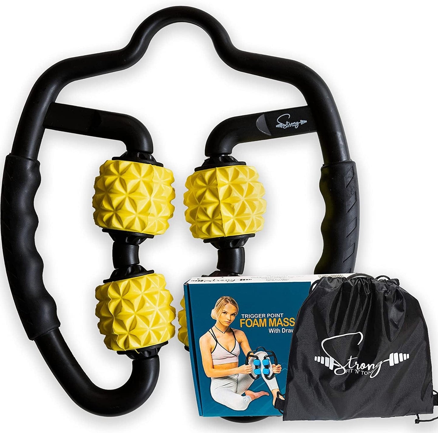 Foam Roller Deep Tissue Massager | Myofascial Massage Tools with Drawstring Gym Bag | Muscle Roller for Legs | Fit Roller Pro, High Density Foam Trigger Point Leg Circulation Massager