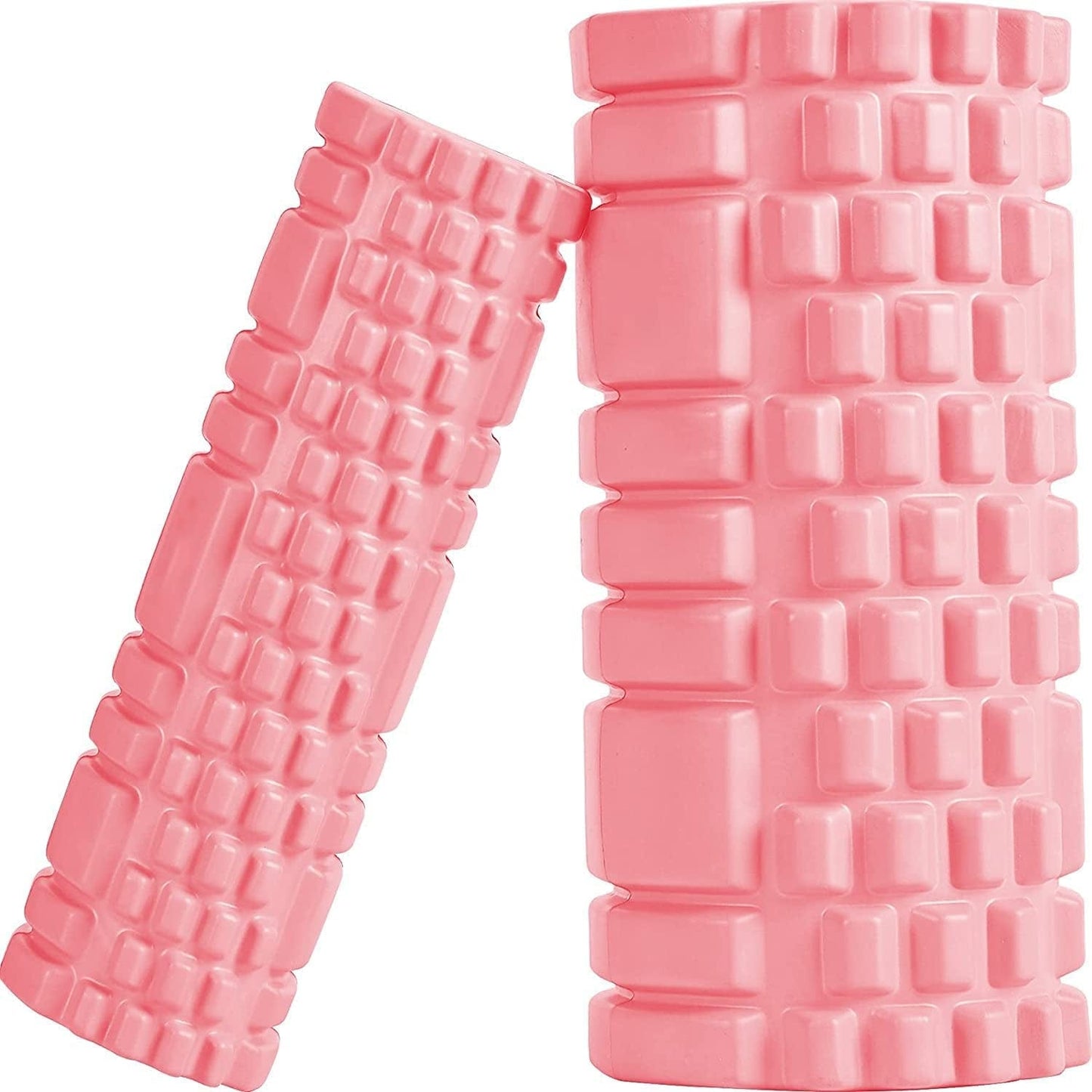 Foam Roller Set - 2 Roller (12" and 13") High-Density round Foam Roller for Exercise, Massage, Muscle Recovery - Pink