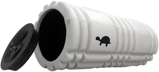 Foam Roller with End Caps | 13" Small White Hollow Lightweight Travel Portable Roller | Myofascial Trigger Point Release for Muscle Recovery Massage
