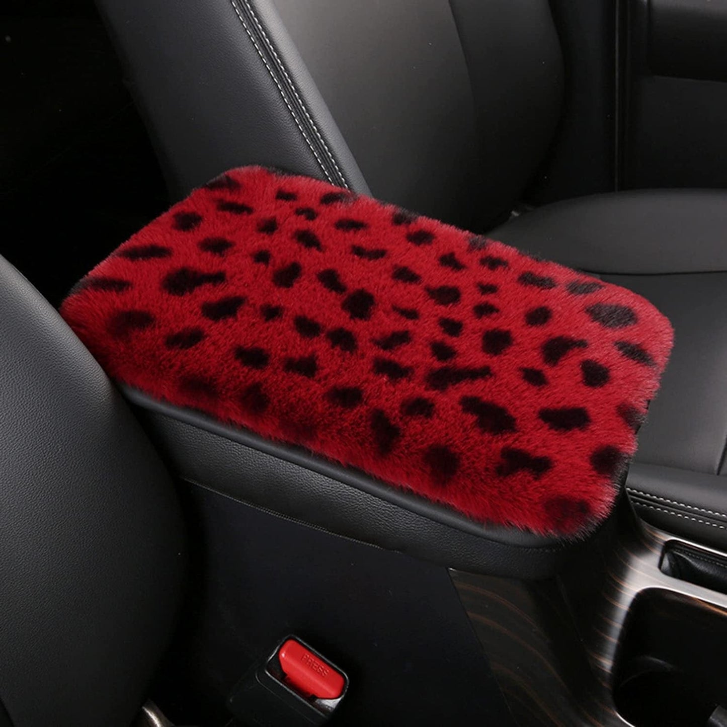 Forala Auto Center Console Pad Furry Sheepskin Wool Car Armrest Seat Box Cover Protector Universal Fit (W-Black)
