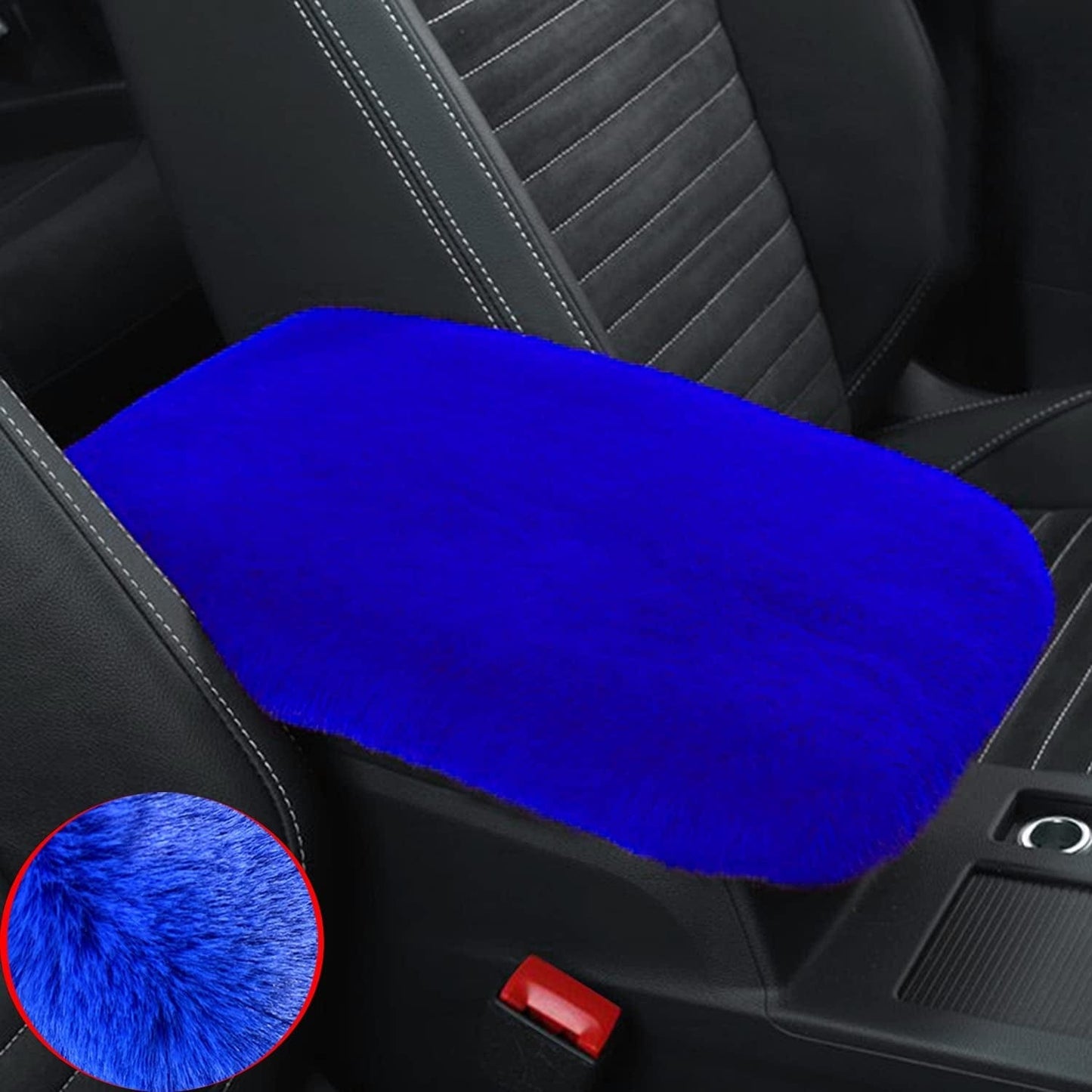 Forala Auto Center Console Pad Furry Sheepskin Wool Car Armrest Seat Box Cover Protector Universal Fit (W-Black)