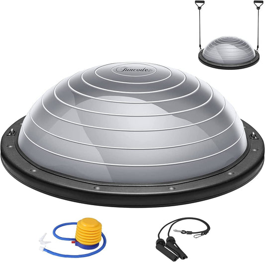 Funcode Half Ball Balance Trainer 23'' with Resistance Bands ,Yoga Balance Ball anti Slip Surface with Foot Pump for Strength Exercise Physical Therapy & Gym