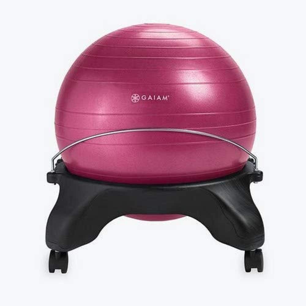 Gaiam Classic Backless Balance Ball Chair – Exercise Stability Yoga Ball Premium Ergonomic Chair for Home and Office Desk with Air Pump, Exercise Guide and Satisfaction Guarantee