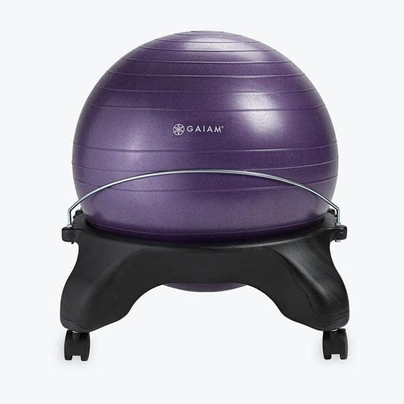 Gaiam Classic Backless Balance Ball Chair – Exercise Stability Yoga Ball Premium Ergonomic Chair for Home and Office Desk with Air Pump, Exercise Guide and Satisfaction Guarantee