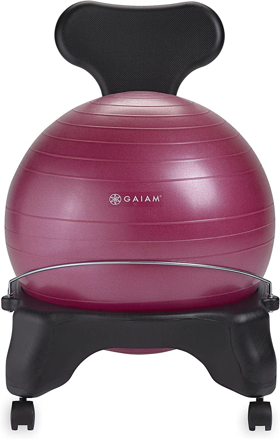 Gaiam Classic Balance Ball Chair – Exercise Stability Yoga Ball Premium Ergonomic Chair for Home and Office Desk with Air Pump, Exercise Guide and Satisfaction Guarantee