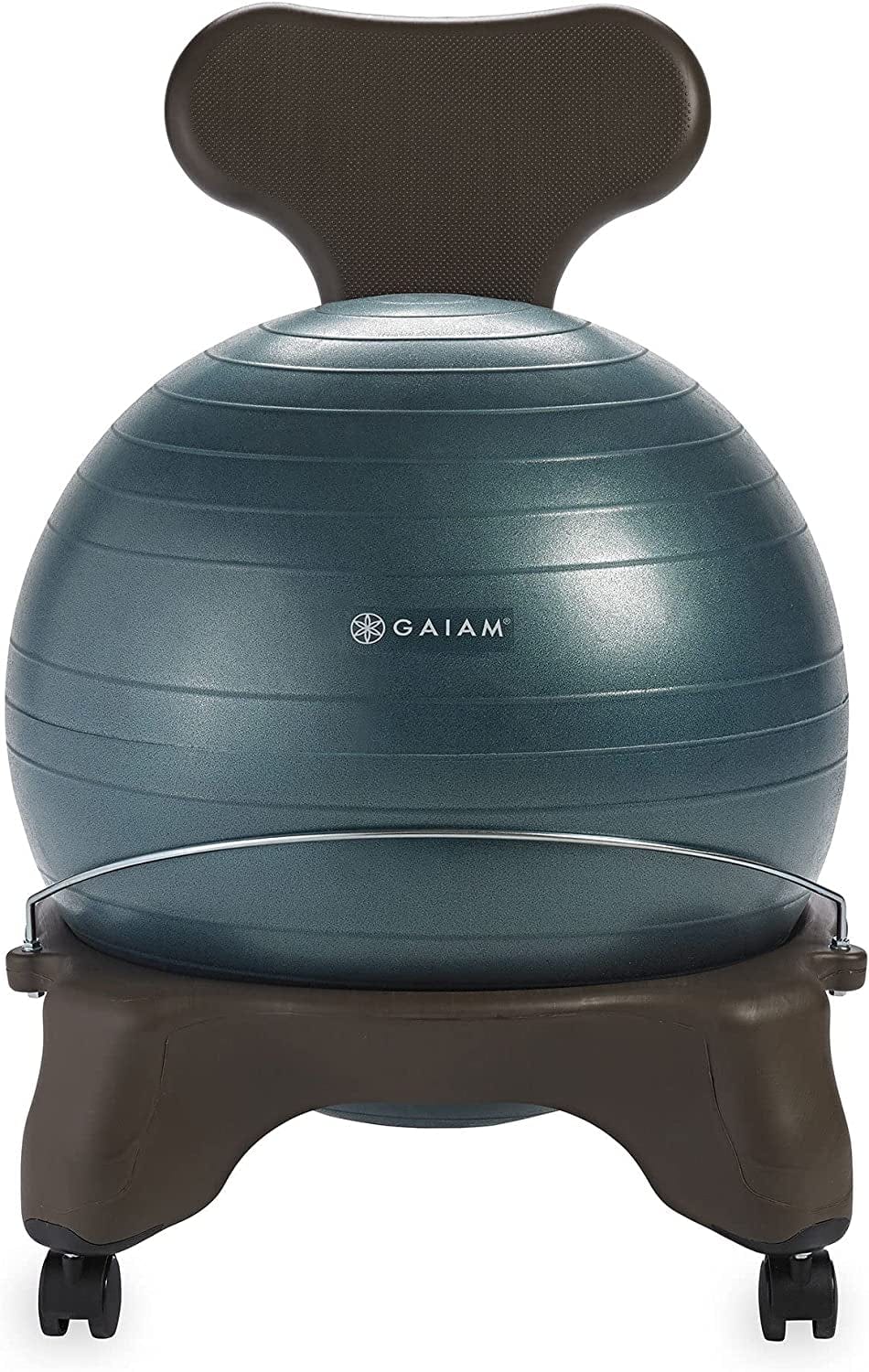 Gaiam Classic Balance Ball Chair – Exercise Stability Yoga Ball Premium Ergonomic Chair for Home and Office Desk with Air Pump, Exercise Guide and Satisfaction Guarantee