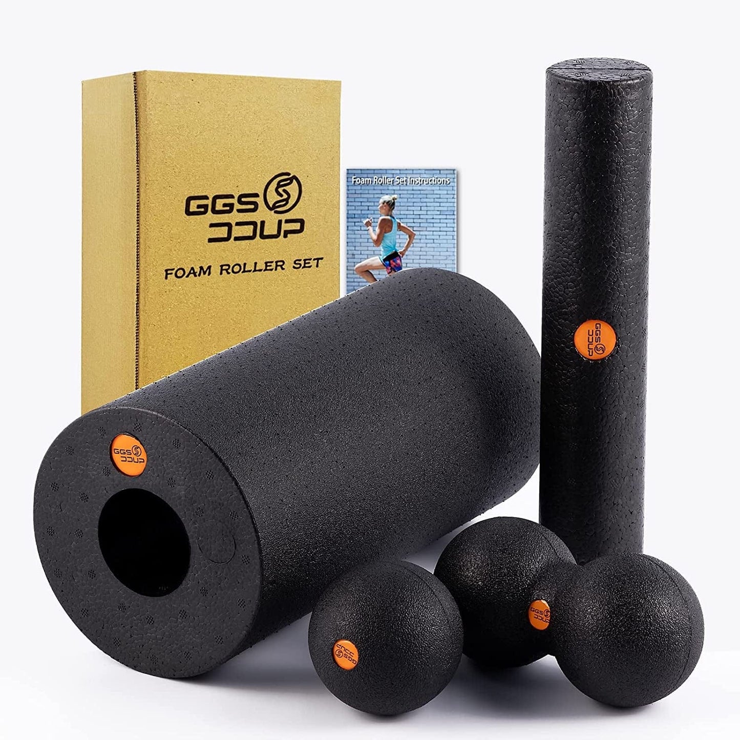 GGSDDUP Exercise Back Roller Foam for Legs and Shoulder Physical Therapy Calf Foam Roller Set for Back Pain Soft Full Body Roller with Peanut Rolling Ball for Muscle Deep Tissue Massage, Red