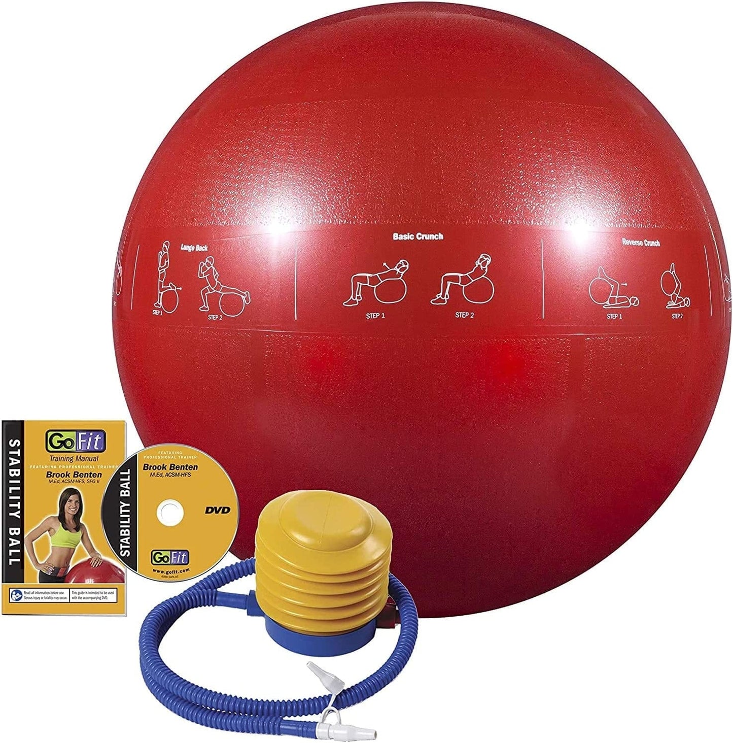 Gofit Proball Stability Ball – Printed Exercise Ball for Yoga, Workout, Balance - Red 65Cm