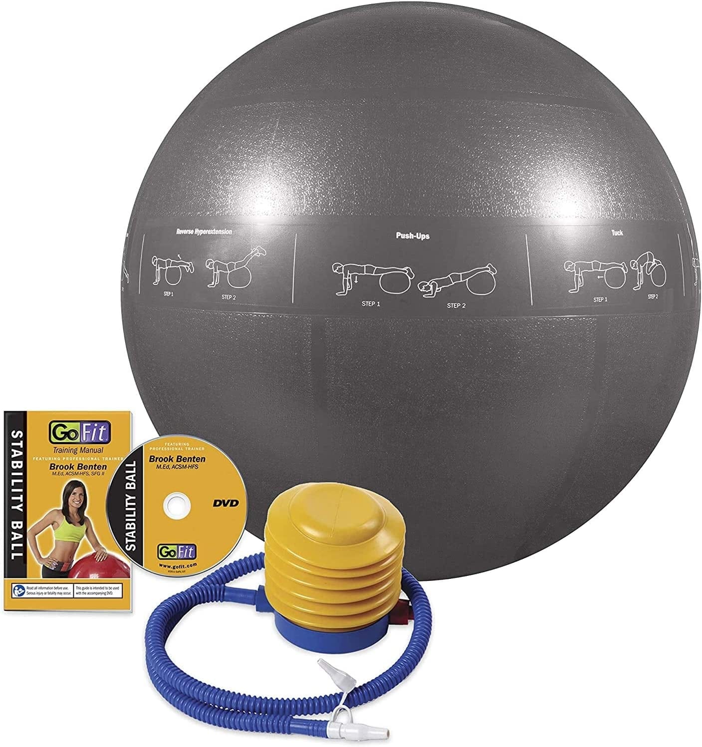 Gofit Proball Stability Ball – Printed Exercise Ball for Yoga, Workout, Balance - Red 65Cm